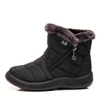 Women's Waterproof Snow Boots Faux Fur Lined Side Zipper Ankle Winter Boots - Victrafia