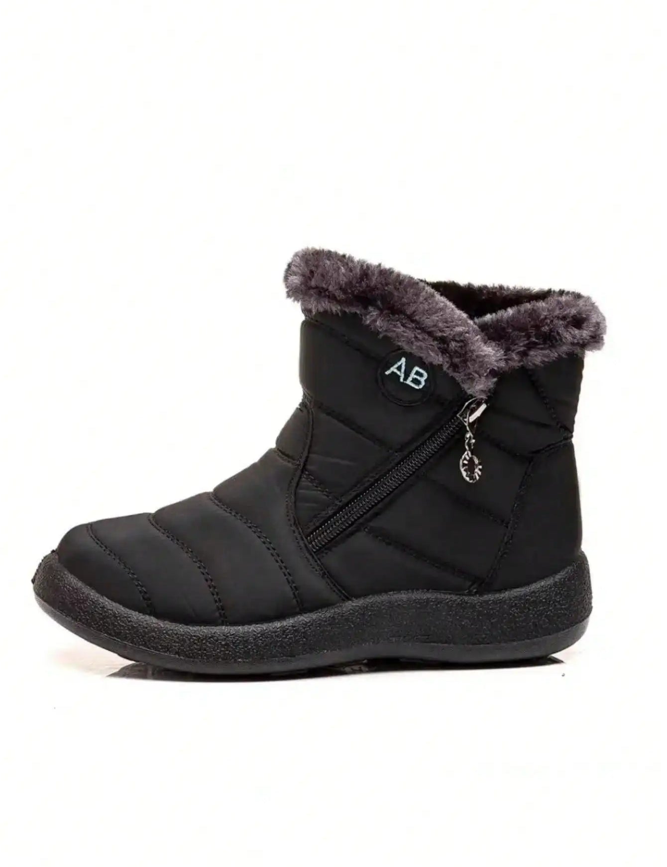 Women's Waterproof Snow Boots Faux Fur Lined Side Zipper Ankle Winter Boots - Victrafia