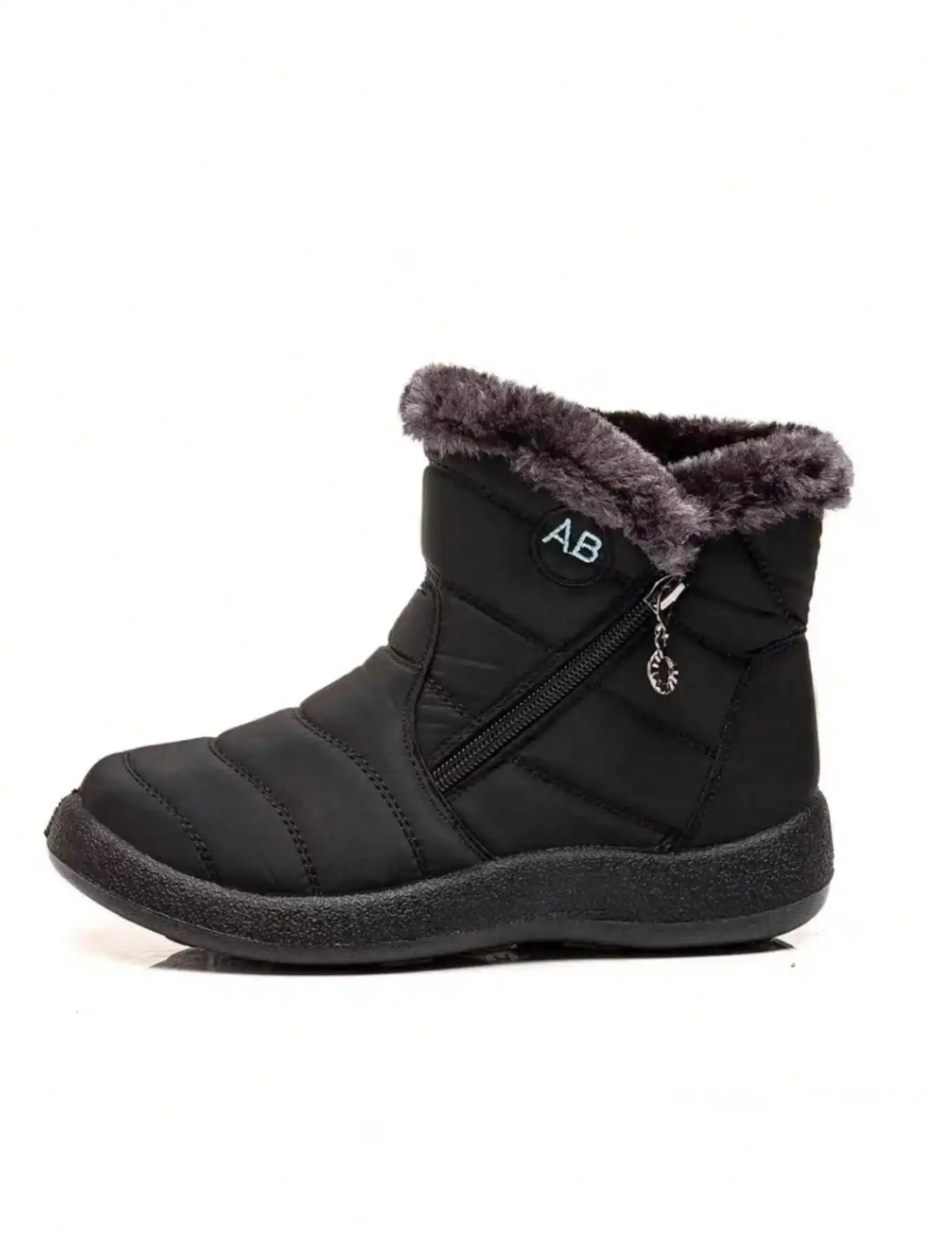 Women's Waterproof Snow Boots Faux Fur Lined Side Zipper Ankle Winter Boots - Victrafia