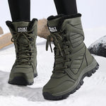 Women's Waterproof Snow Boots Lace-Up Mid-Calf Winter Hiking Insulated Faux Fur - Victrafia