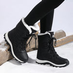 Women's Waterproof Snow Boots Lace-Up Mid-Calf Winter Hiking Insulated Faux Fur - Victrafia