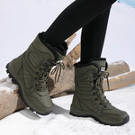 Women's Waterproof Snow Boots Lace-Up Mid-Calf Winter Hiking Insulated Faux Fur - Victrafia
