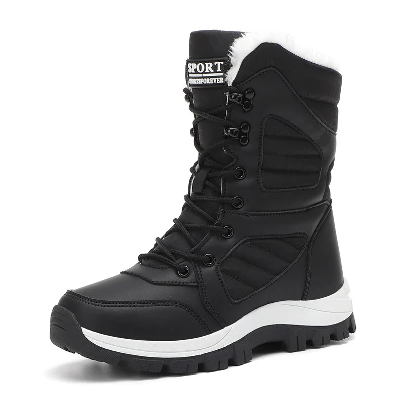 Women's Waterproof Snow Boots Lace-Up Mid-Calf Winter Hiking Insulated Faux Fur - Victrafia