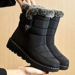 Women's Waterproof Snow Boots Mid-Calf Fur Lined Slip-On Winter Boots - Victrafia