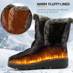 Women's Waterproof Snow Boots Mid-Calf Fur Lined Slip-On Winter Boots - Victrafia