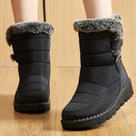 Women's Waterproof Snow Boots Mid-Calf Fur Lined Slip-On Winter Boots - Victrafia