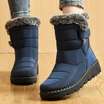 Women's Waterproof Snow Boots Mid-Calf Fur Lined Slip-On Winter Boots - Victrafia