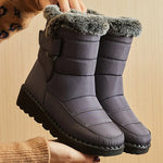 Women's Waterproof Snow Boots Mid-Calf Fur Lined Slip-On Winter Boots - Victrafia