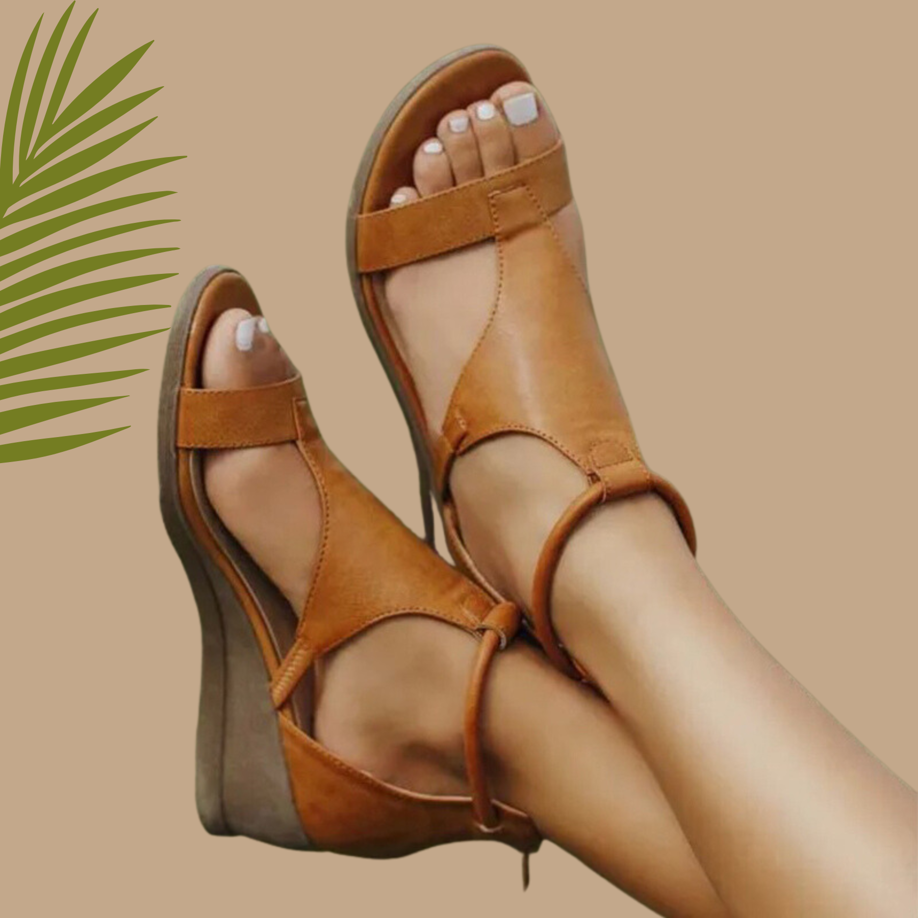 Women's Wedge Sandals Open Toe Ankle Strap Cushioned Sole Casual Summer - Victrafia