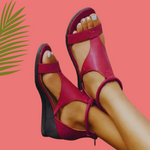 Women's Wedge Sandals Open Toe Ankle Strap Cushioned Sole Casual Summer - Victrafia