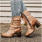 Women's Western Cowgirl Boots Mid-Calf Block Heel Buckle Strap Side Zip - Victrafia