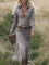 Women's Western Fringe Tassel Midi Dress Long Sleeve Zipper Belted Cowgirl Country Concert Festival - Victrafia