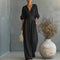 Women's Wide-Leg Jumpsuit V-Neck High-Waist Summer Wedding Guest Outfit - Victrafia