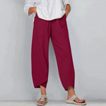 Women's Wide Leg Linen Pants Cross-Hem Lantern Trousers Casual Summer - Victrafia