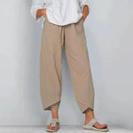 Women's Wide Leg Linen Pants Cross-Hem Lantern Trousers Casual Summer - Victrafia