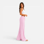 Women's Wide Leg Pants Elastic Waist Drawstring Flowy Casual Summer Beach - Victrafia