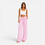 Women's Wide Leg Pants Elastic Waist Drawstring Flowy Casual Summer Beach - Victrafia
