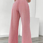 Women's Wide Leg Striped Pants Drawstring Casual Summer Flowy Trousers - Victrafia