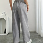 Women's Wide Leg Striped Pants Drawstring Casual Summer Flowy Trousers - Victrafia