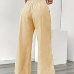 Women's Wide Leg Striped Pants Drawstring Casual Summer Flowy Trousers - Victrafia