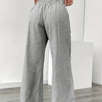 Women's Wide Leg Striped Pants Drawstring Casual Summer Flowy Trousers - Victrafia
