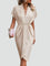 Women's Wrap Midi Dress V-Neck Cocktail Wedding Guest Evening - Victrafia