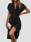 Women's Wrap Midi Dress V-Neck Cocktail Wedding Guest Evening - Victrafia