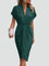 Women's Wrap Midi Dress V-Neck Cocktail Wedding Guest Evening - Victrafia